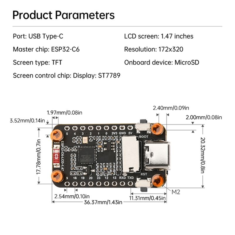 [YENİ A09R!】 Esp32-C6 1.47 İnç - Esp32 C6 incelemesi ve fiyatı