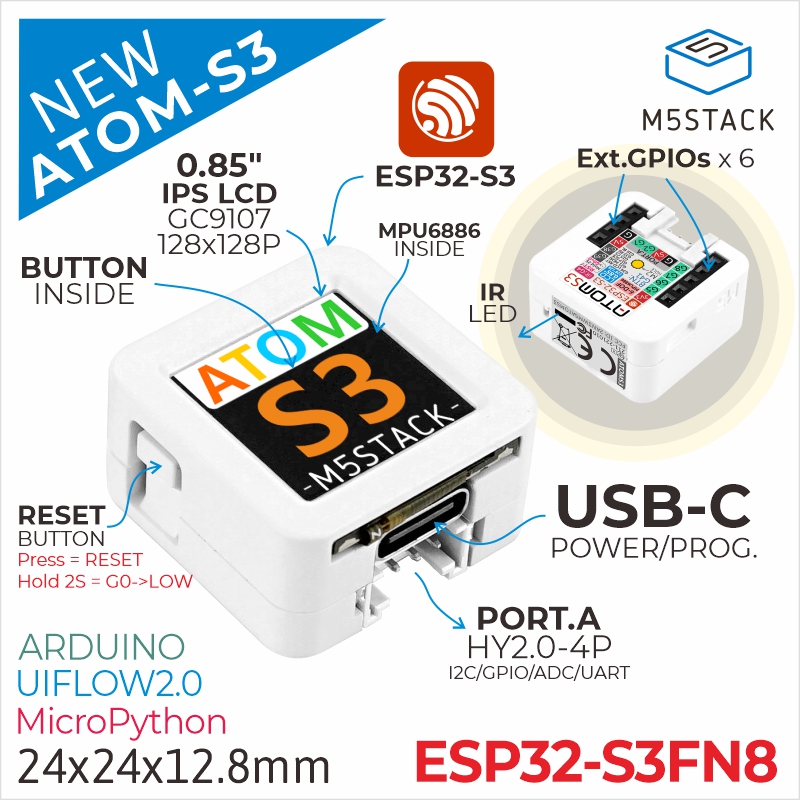 Orijinal M5Stack ATOMS3 ESP32- - Esp32 Uart Module incelemesi ve fiyatı